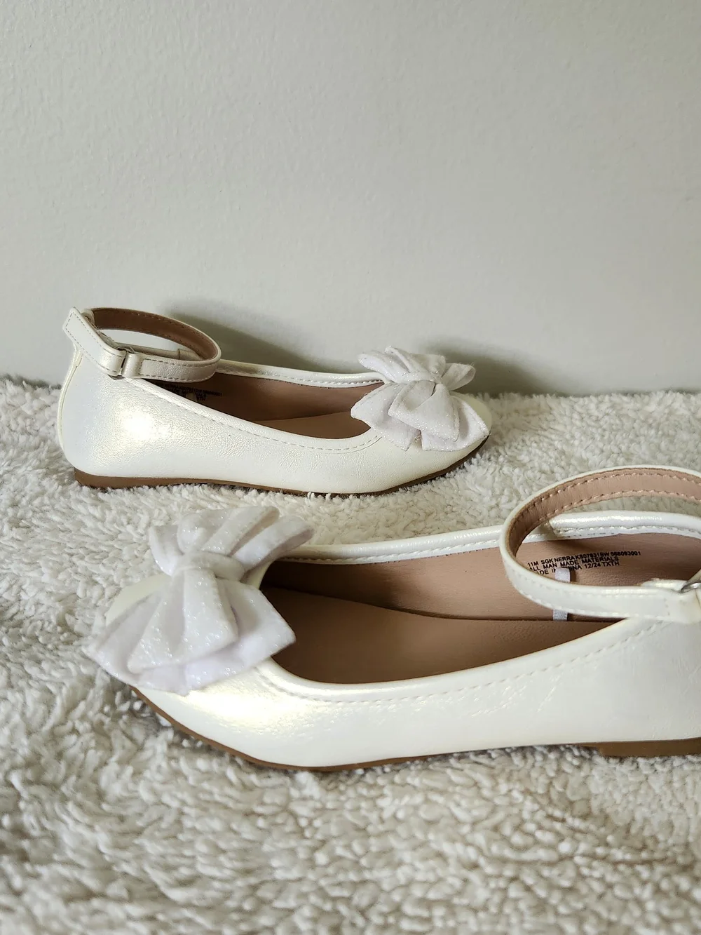 Sugar Toddler Girls Ivory / Off-White Bow Ballet Flats - Size 11